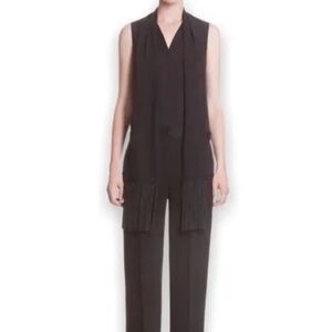 Sandro Black Sleeveless Jumpsuit w/ Fringe Tie NWT